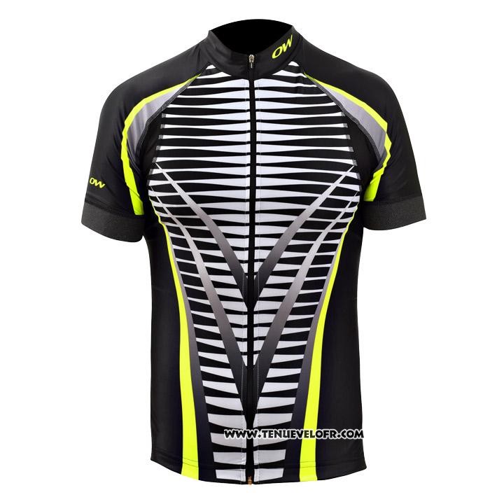 2020 Maillot Cyclisme One Way Noir Jaune Manches Courtes et Cuissard